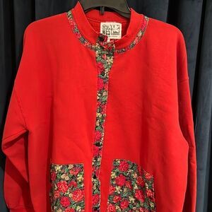 Vintage Redone Red Sweatshirt floral size large